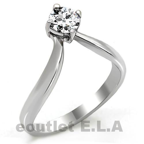 V-SHAPE 0.45CT CZ SOLITAIRE ST.STEEL RING-size5/6/8